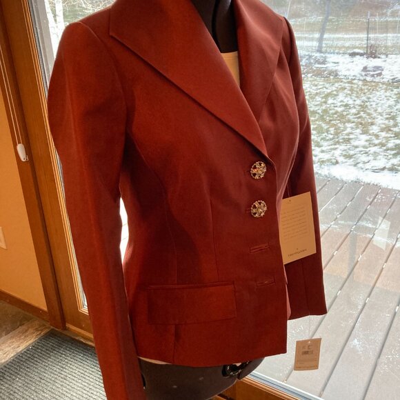 NEW w/Tags Sutton Studio Bloomingdale's Amber Silk Satin Suit Jacket Sz 2P - Picture 3 of 9